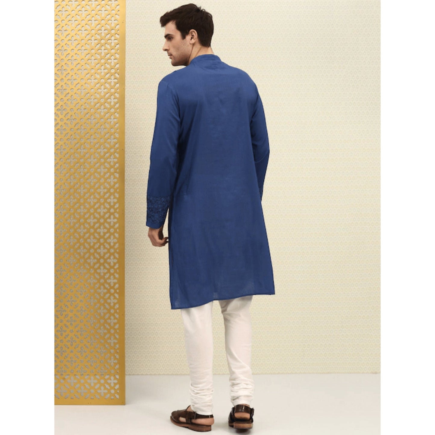 Custom made eid men embroidery kurta pajama set , 100% cotton yellow kurta for men , Men traditional wear , Indian shirt for men