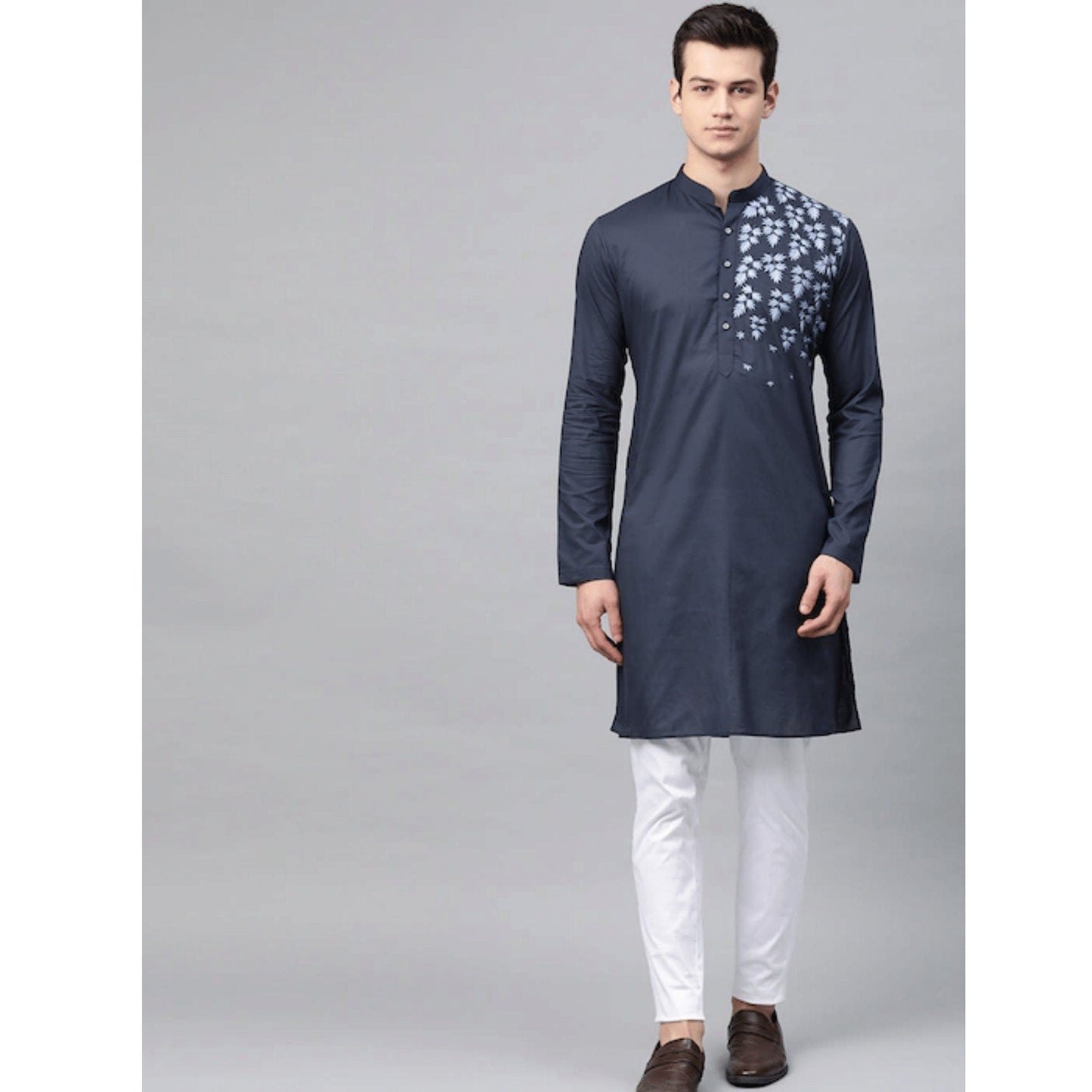 Custom made floral embroidery kurta pajama set , sea green men kurta pajama , eid men wear , indian shirt for men , wedding kurta pajama