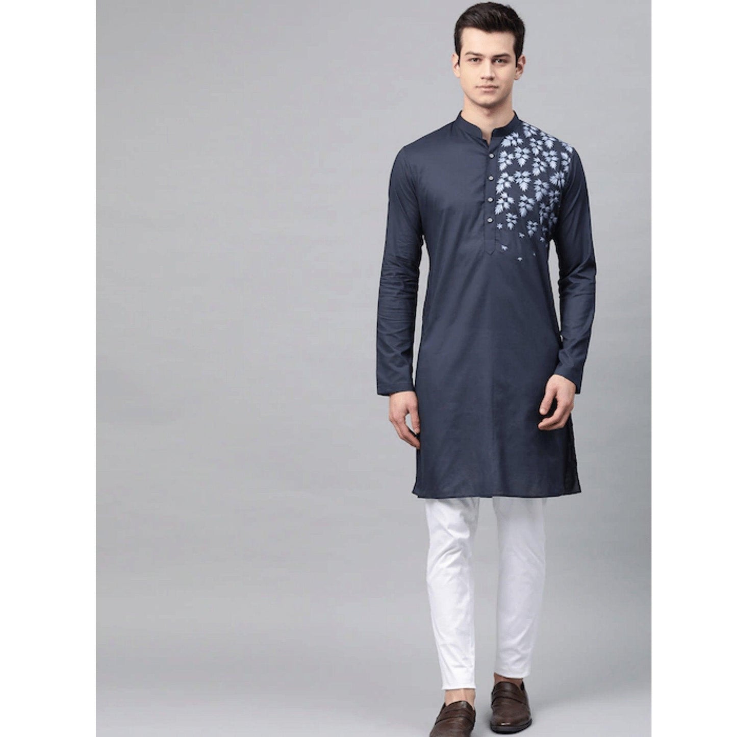 Custom made floral embroidery kurta pajama set , Yellow men kurta pajama , eid men wear , indian shirt for men , wedding kurta pajama