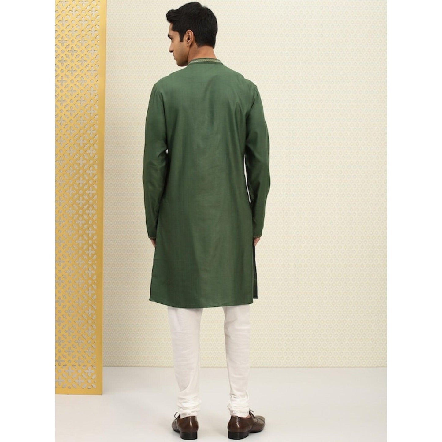Custom made men embroidery kurta , 100% cotton green kurta for men , Men Green Tunic , Indian shirt for men , multistyle kurta , xl to 4xl