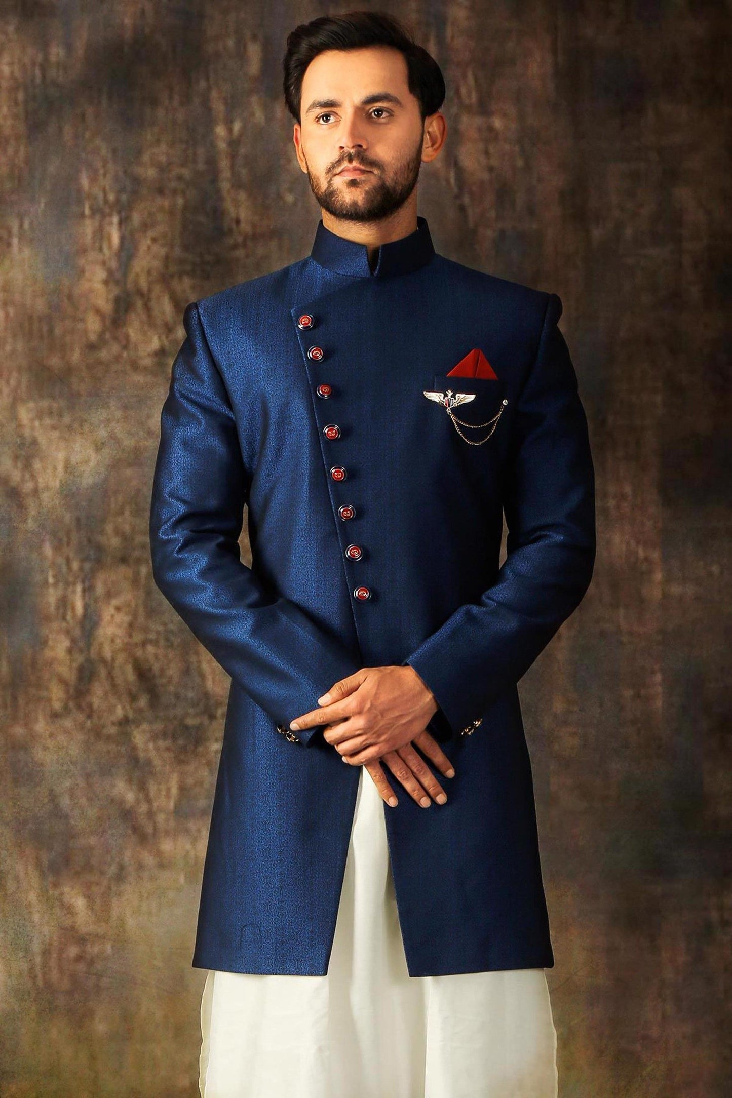 Mens wedding sherwani with qurta pajama/ Blue royal sherwani / Indian suit for men / indian sherwani / sherwani for men / Qurta Pyjama