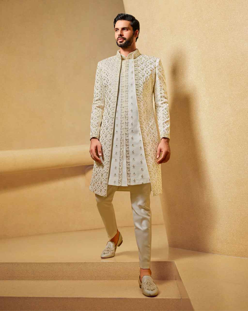 Latest Men Ivory Jacket Style Wedding Sherwani