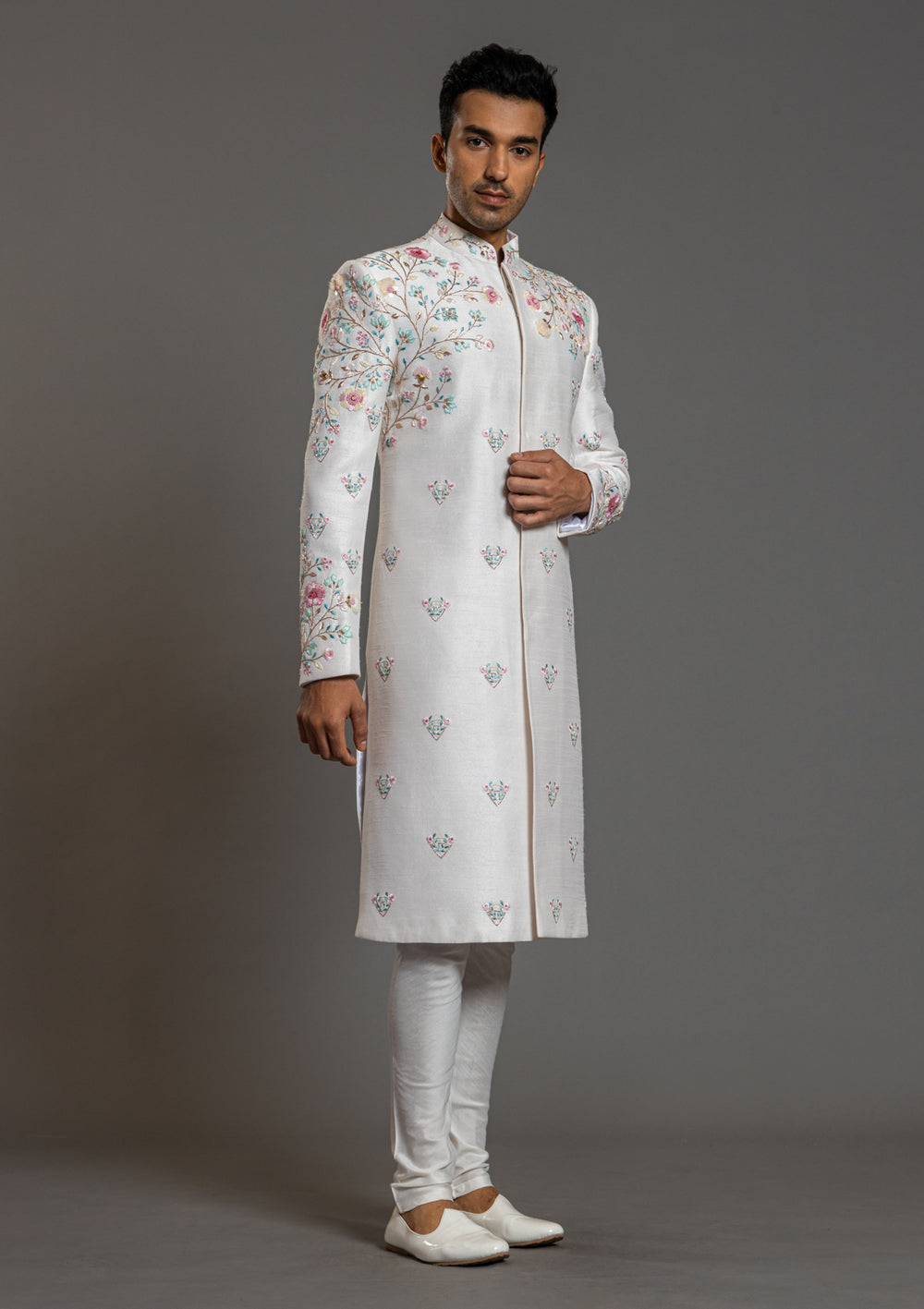 Mens white sale sherwani