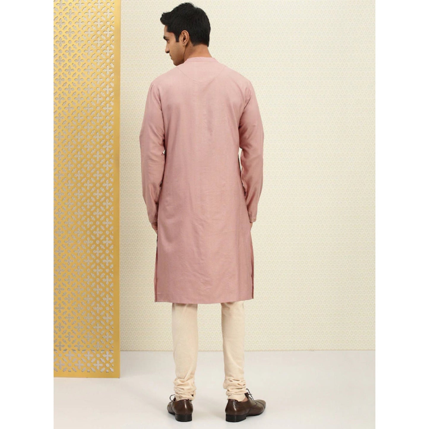 Custom made embroidered men wedding kurta pajama set , 100% cotton  pink kurta for men , Indian Men Tunic , multistyle kurta , xl to 4xl