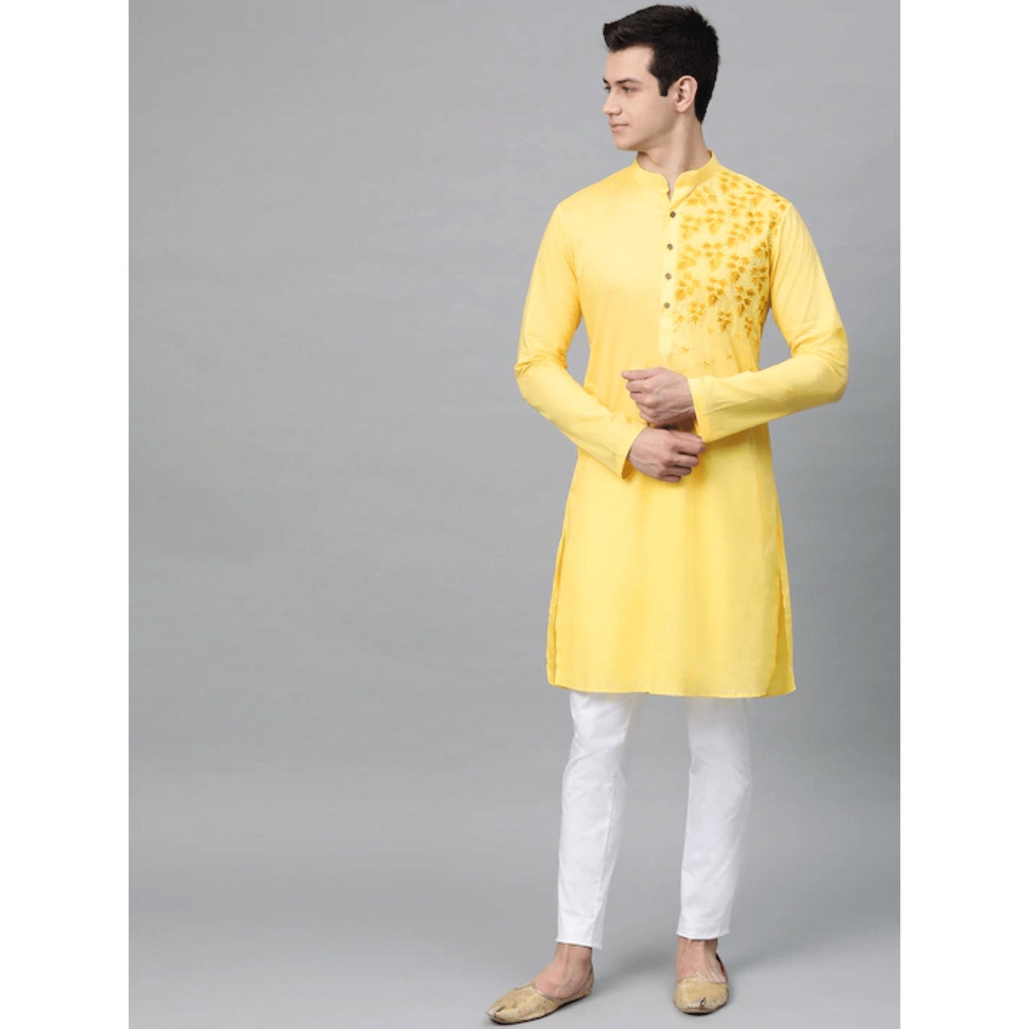 Custom made floral embroidery kurta pajama set , Grey men kurta pajama ,indian  men wear  ,  pakistani kurta pajama  , wedding kurta pajama