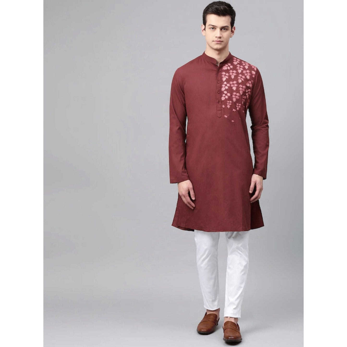 Custom made floral embroidery kurta pajama set , red kurta pajama , indian eid  men wear  ,  indian shirt for men , men ethnic wear