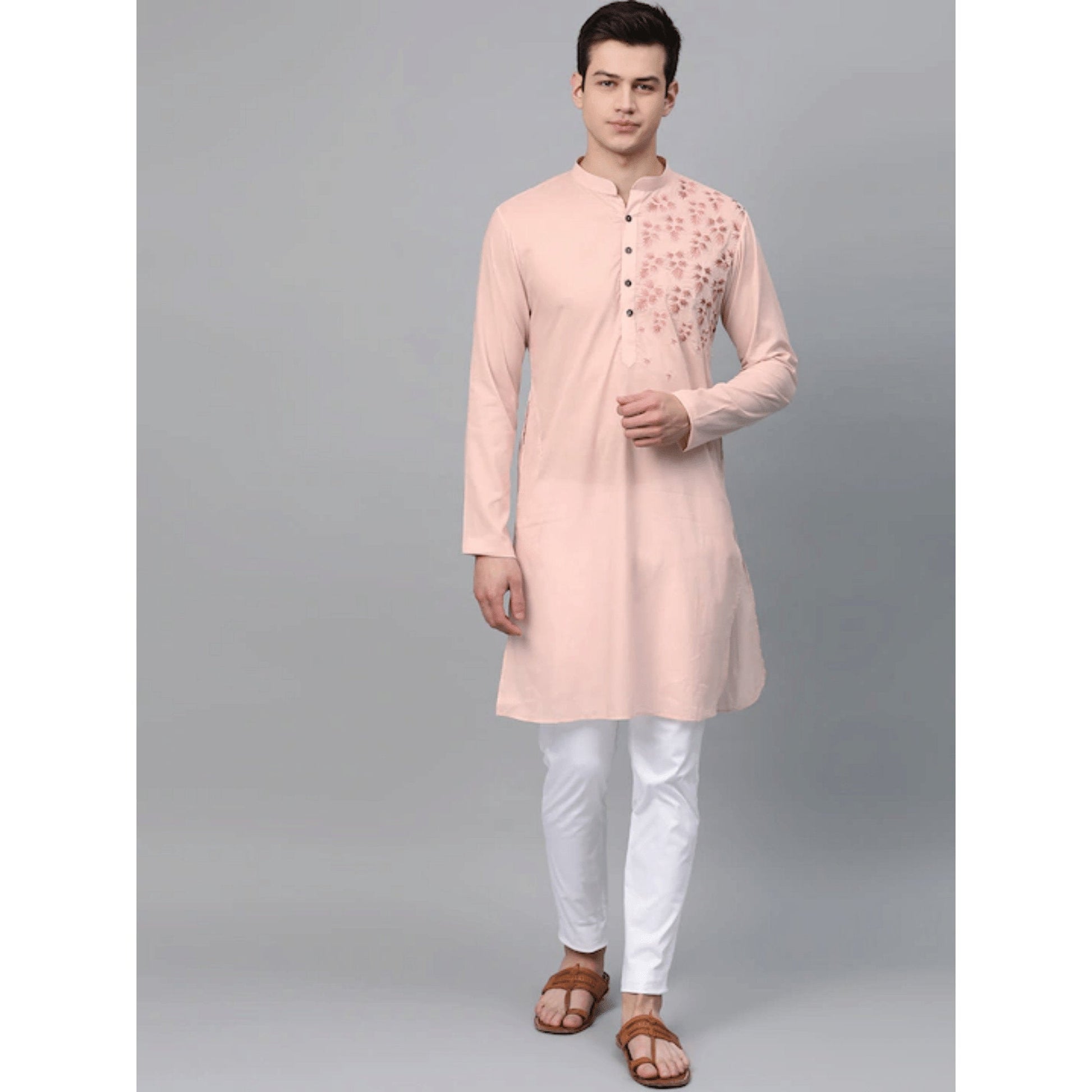 Custom made floral embroidery kurta pajama set , white men kurta pajama , eid  men wear  ,  indian shirt for men , wedding kurta pajama