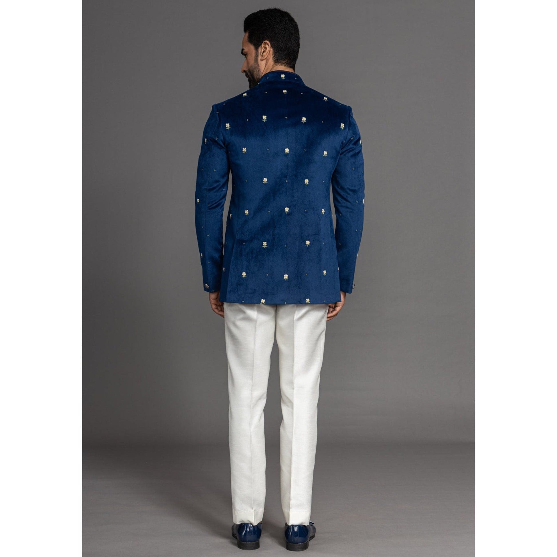 Custom Made Hand Embroidery Blue  Jodhpuri  Suit , men Indo Formal Jacket ,  indian wedding classical suit ,  men bandhgala suit ,