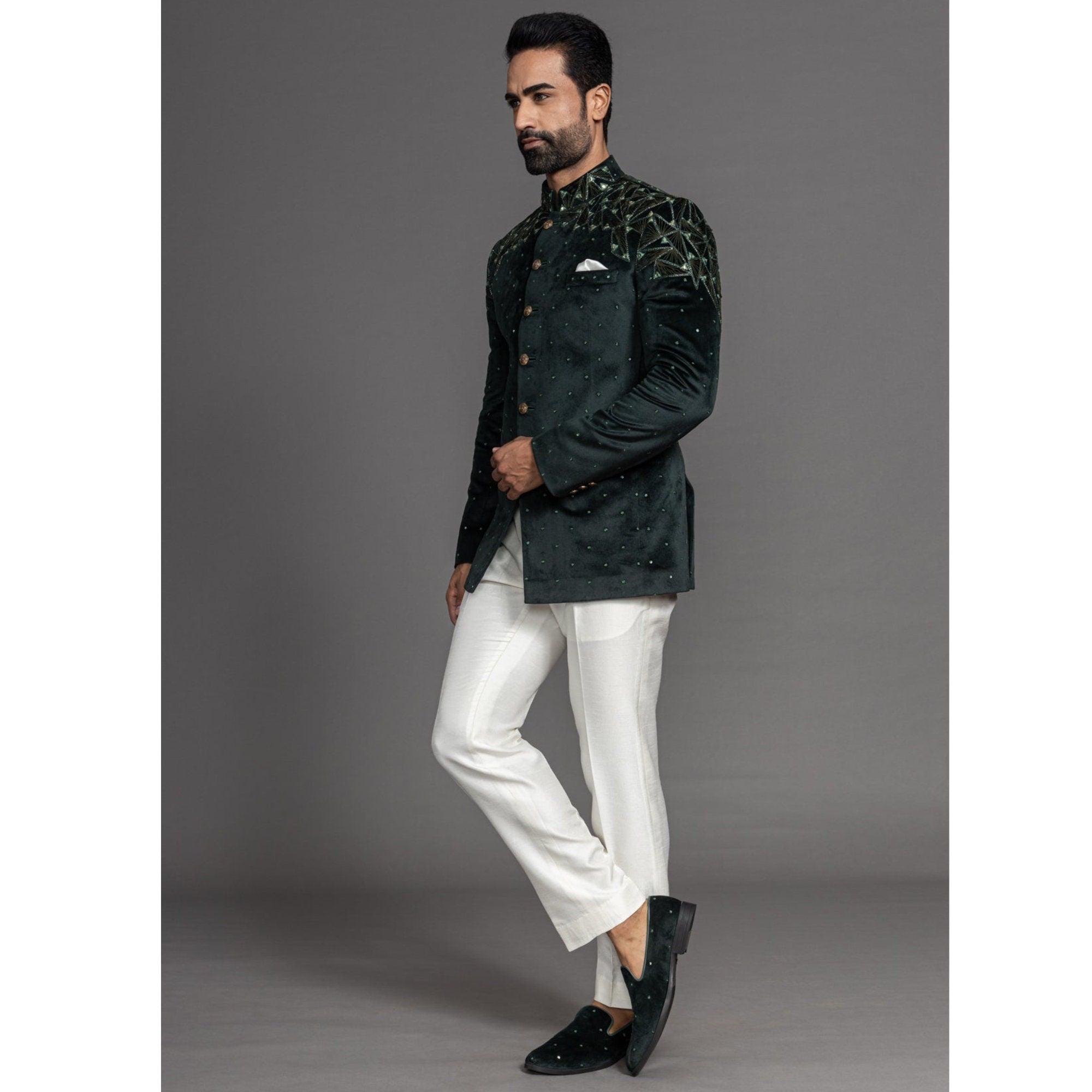 Jodhpuri Suit Fancy Fabric Blue Buttons Mens – Kajols - Indian & Pakistani  Fashion & Tailoring
