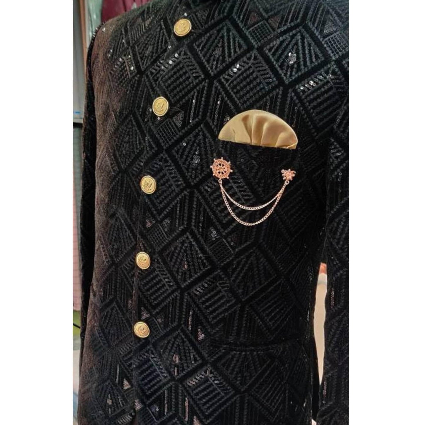 Custom Made Men Designer black  Jodhpuri  Suit , men Indo Formal Jacket ,  indian wedding ethnic suit ,  men bandhgala suit men indian wearr