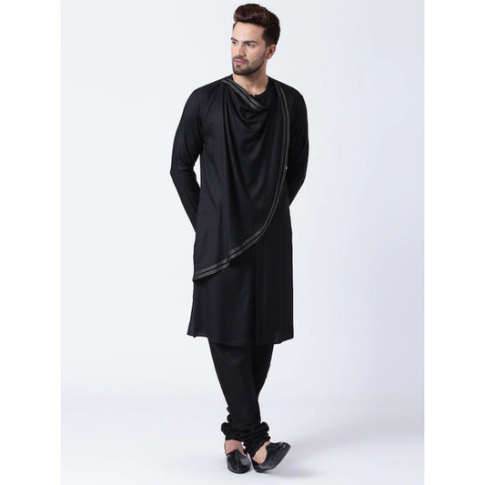 Custom made men drapped kurta set , 100% cotton black kurta for men ,  Men black Tunic , Indian dress for men , Drapped kurta , xl to 4xl