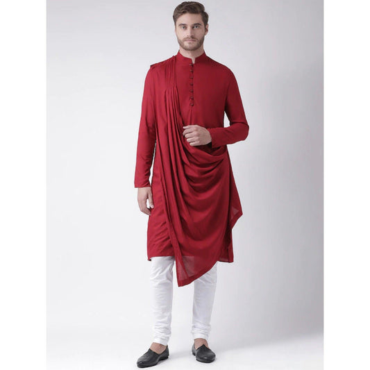 Custom made men Drapped kurta set , 100% cotton red kurta for men ,  Men Red Tunic , Indian dress for men , multistyle kurta , xl to 4xl