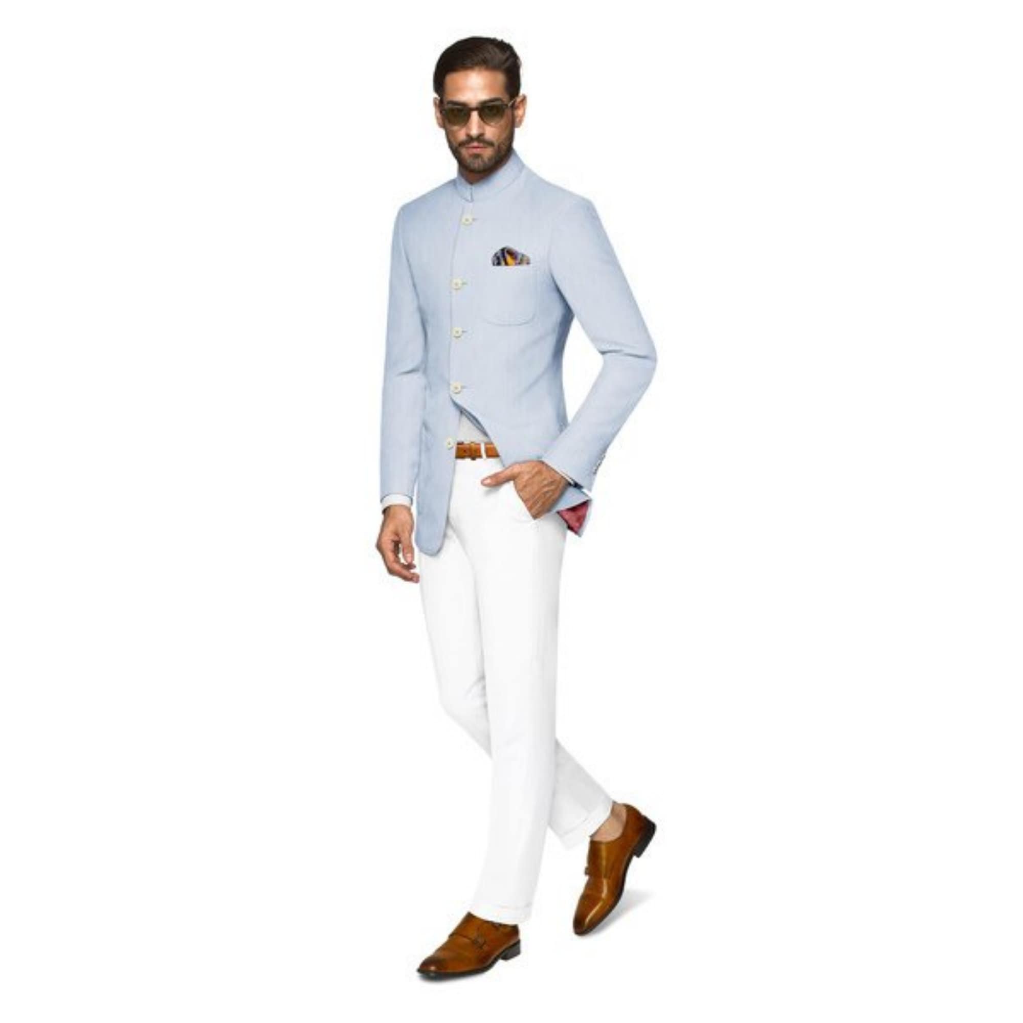 Buy Royal Blue Self design Jodhpuri Suit Online in the USA @Manyavar - Suit  Set for Men