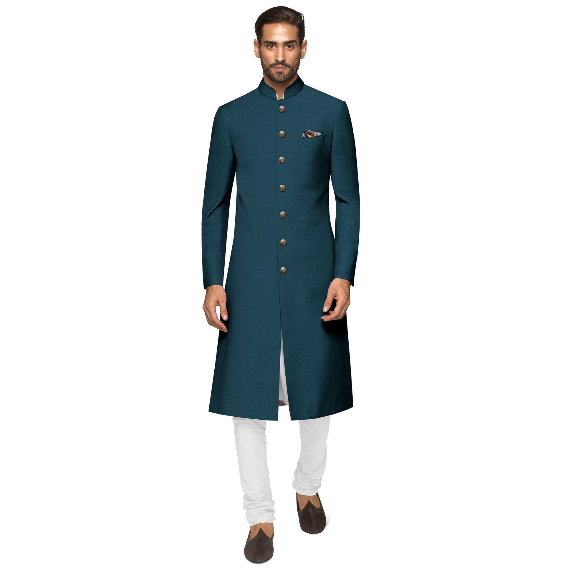 Custom made men wool wedding shewani ,   Royal achkan , Green indowestern sherwani , Indian wedding suit , Men groom sherwani , Indian wear
