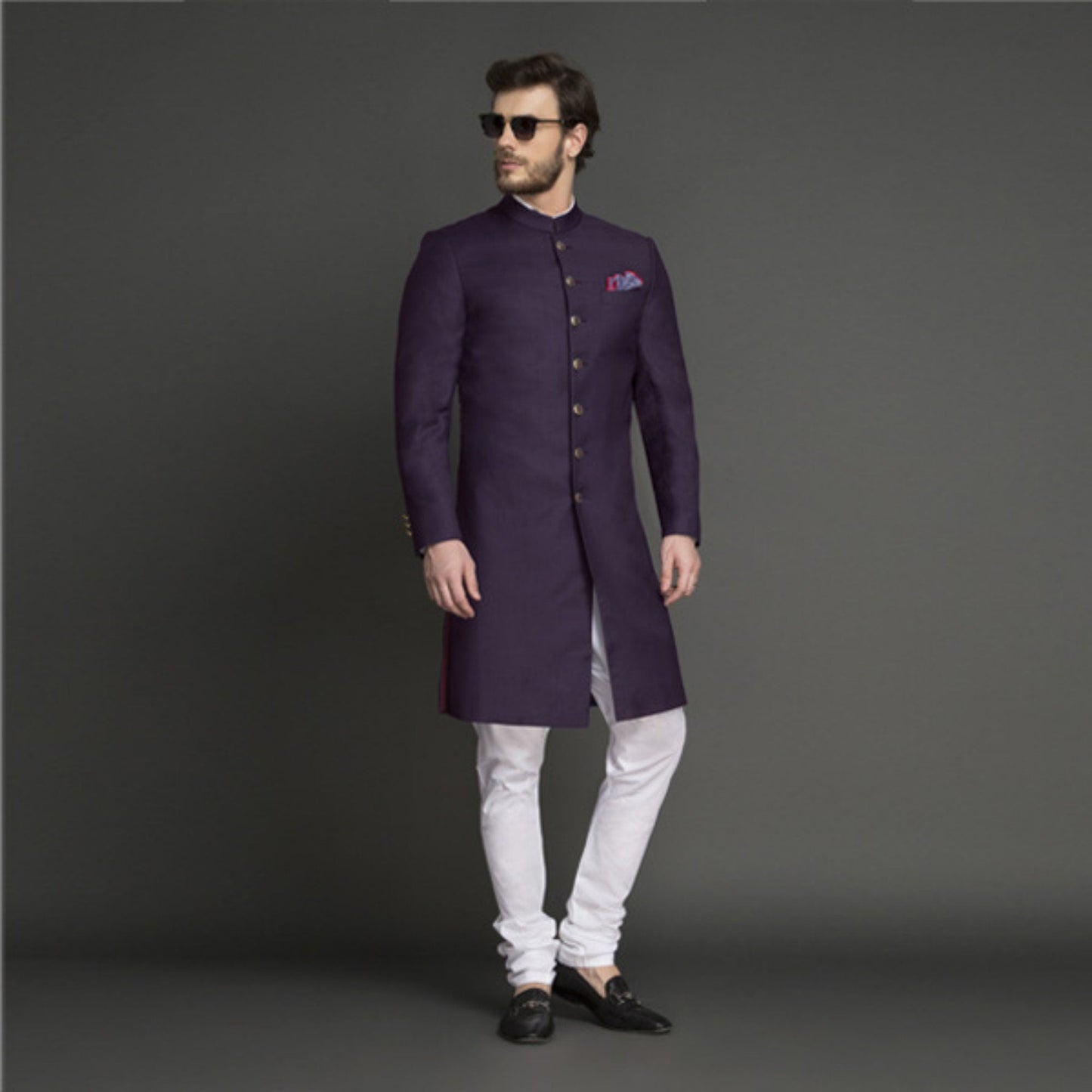 Custom made men wool wedding shewani ,   Royal sherwani , green indowestern sherwani , Indian wedding suit , Men groom formal  suit