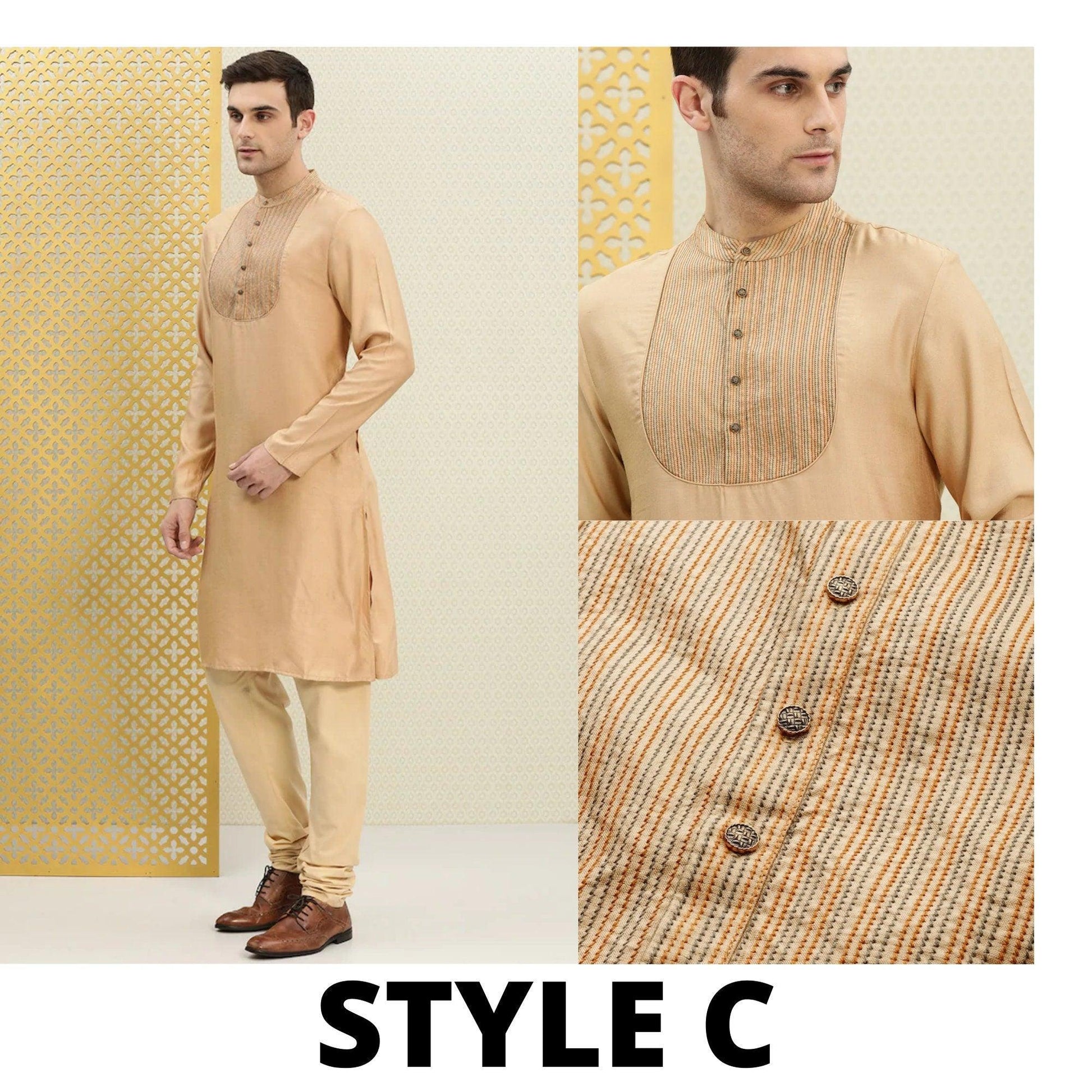 Custom made multisyle embroidered men wedding kurta pajama set , 100% cotton kurta for men , Indian Men Tunic , multistyle kurta , xl to 4xl
