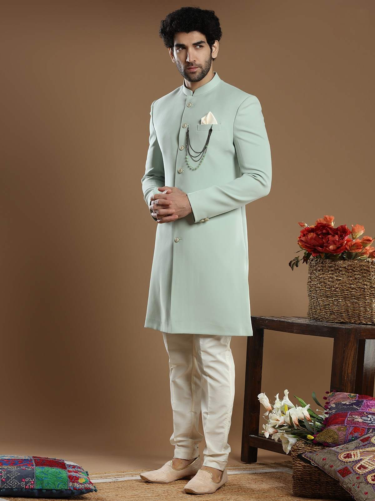 Light green hotsell sherwani for groom