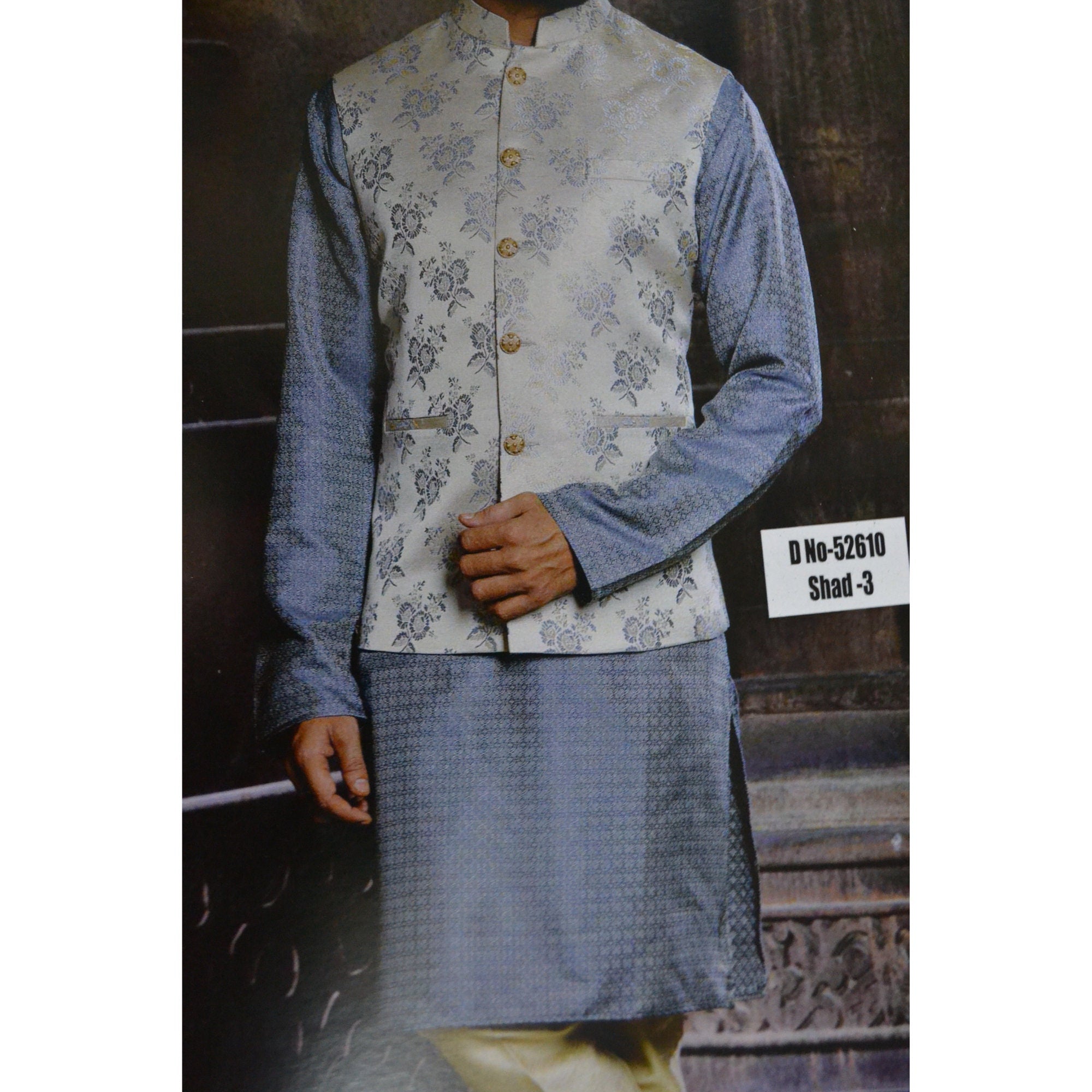 Black kurta pajama with best sale grey jacket