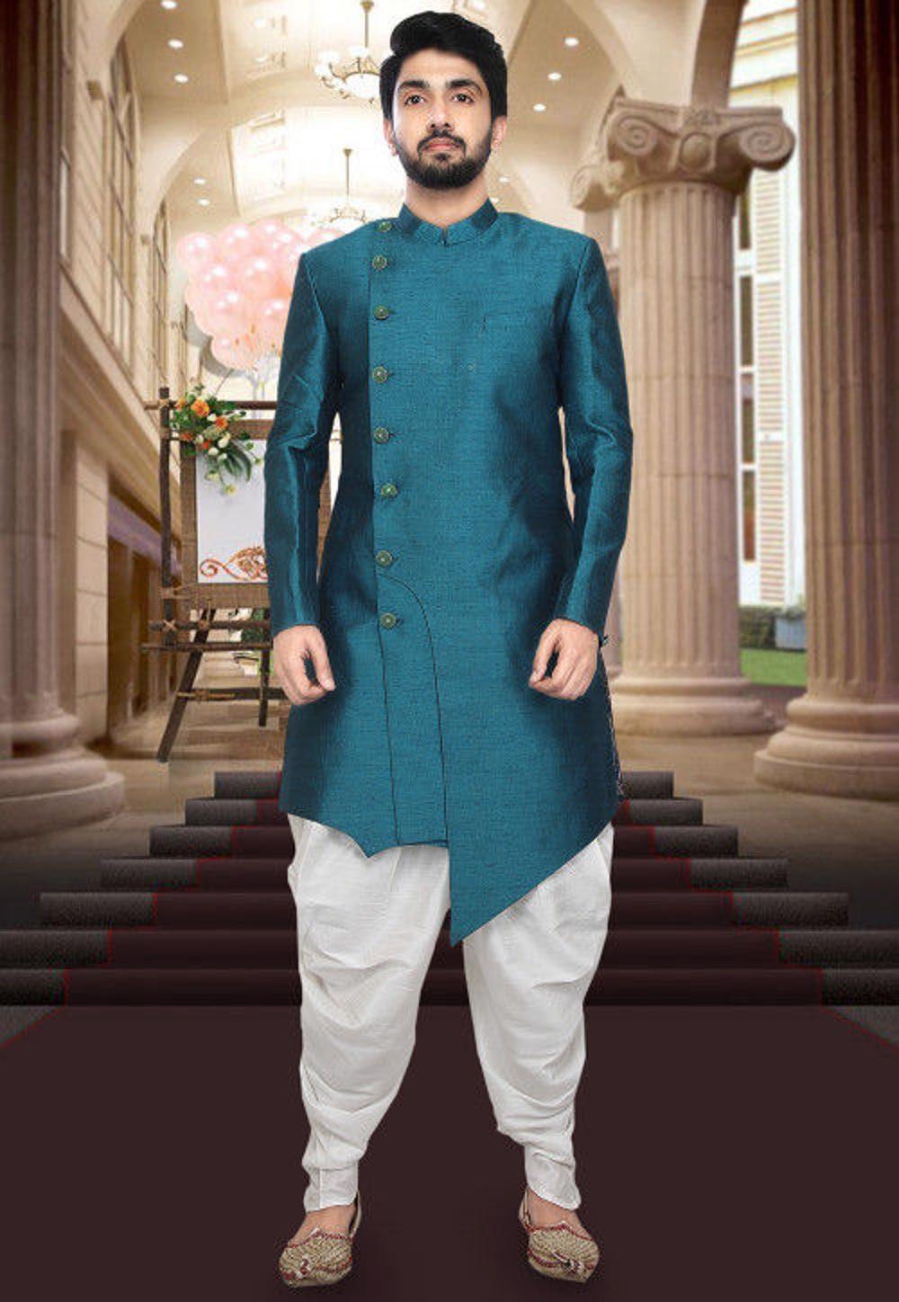 Mens sea green indowestern sherwani  / Designer royal sherwani / Indian suit for men / indian sherwani  / sherwani for men /wedding sherwani