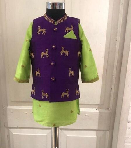 Mustard Colour designer qurta pyjama for boys, kids / qurta jacket for boys / Indian suit for  boys / Indian dress for kid for boys